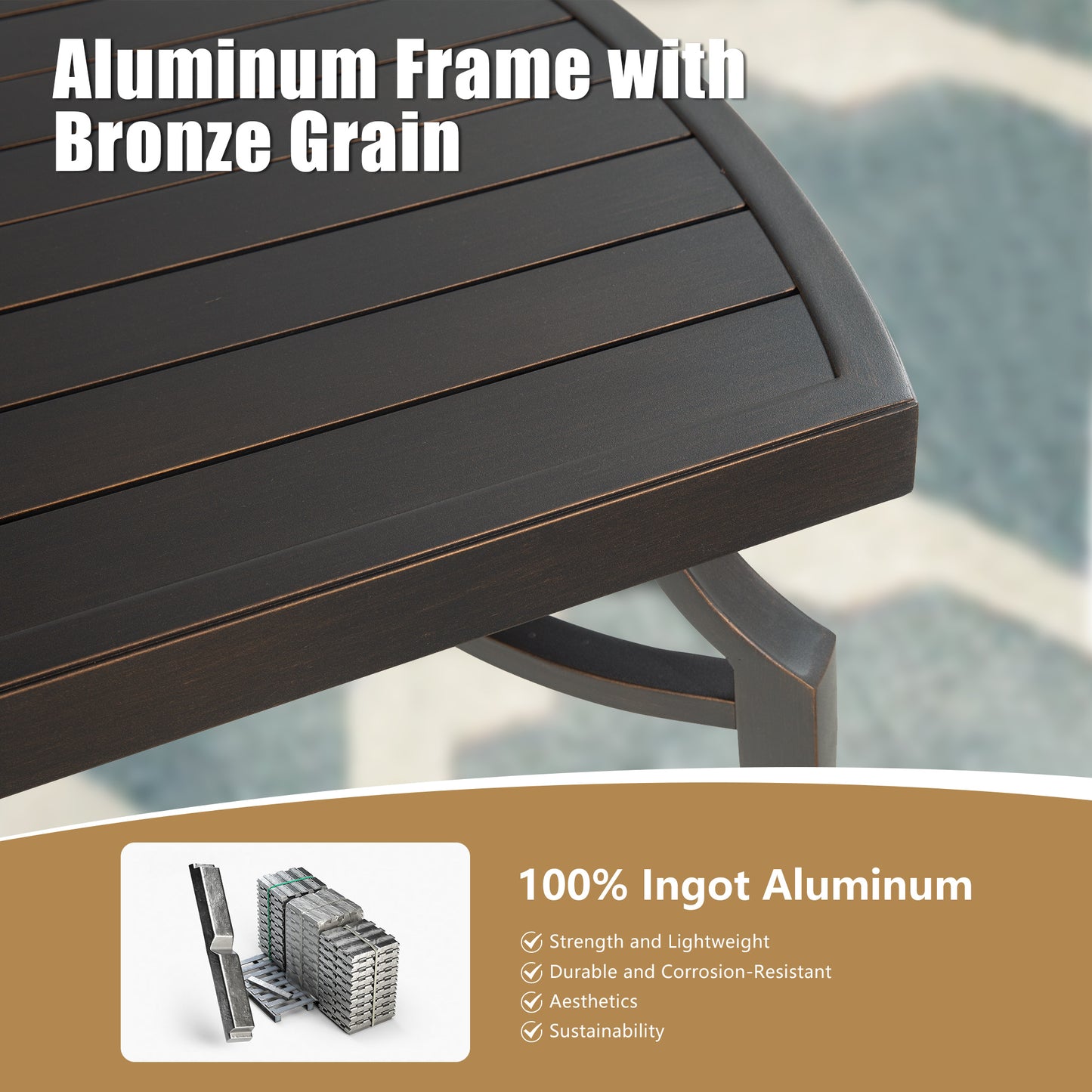 Tamarin Patio Aluminum Rectangular Coffee Table