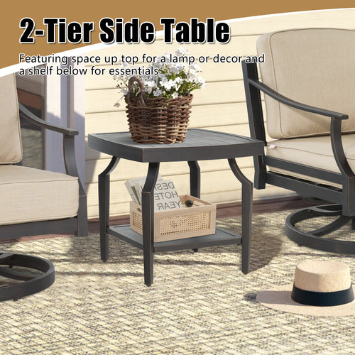 Tamarin 3 Pieces Aluminum Patio Club Conversation Seating Group With Sunbrella Cushions And Side Table