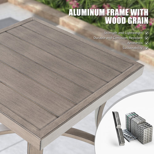 Chamber Patio Aluminum Square End Table with Half Arc Bottom