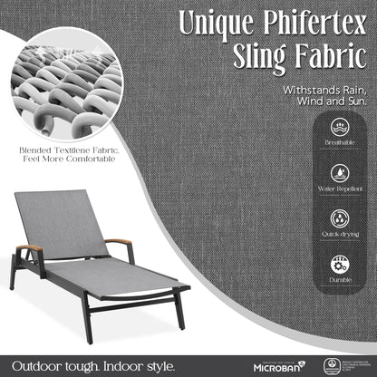 Canyon Patio Chaise Lounge 3pcs Set With Phifertex® Sling Fabric By Peak Home Furnishings