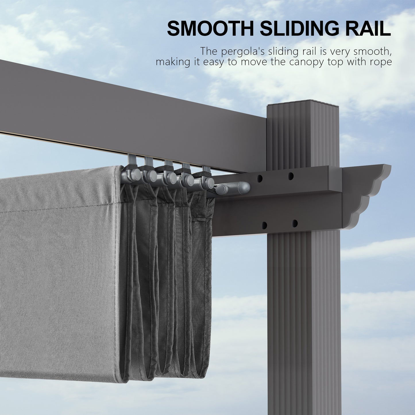 PATIO TREE 12Ft x 16Ft Patio Aluminum Retractable Pergola with Sun Shade Canopy Modern Backyard Deck