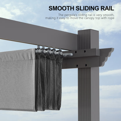 PATIO TREE 12Ft x 16Ft Patio Aluminum Retractable Pergola with Sun Shade Canopy Modern Backyard Deck