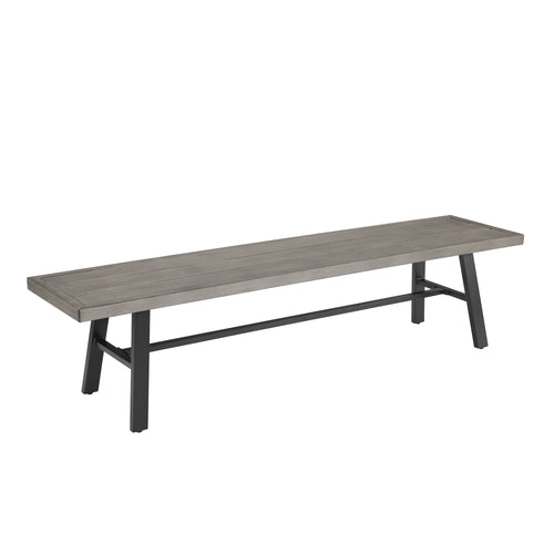 Azur 70” Outdoor Bench E-coating Metal Patio Garden Bench, Mix Gray