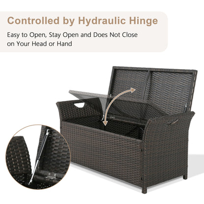 ULAX Outdoor Wicker Storage Bench with Cushion