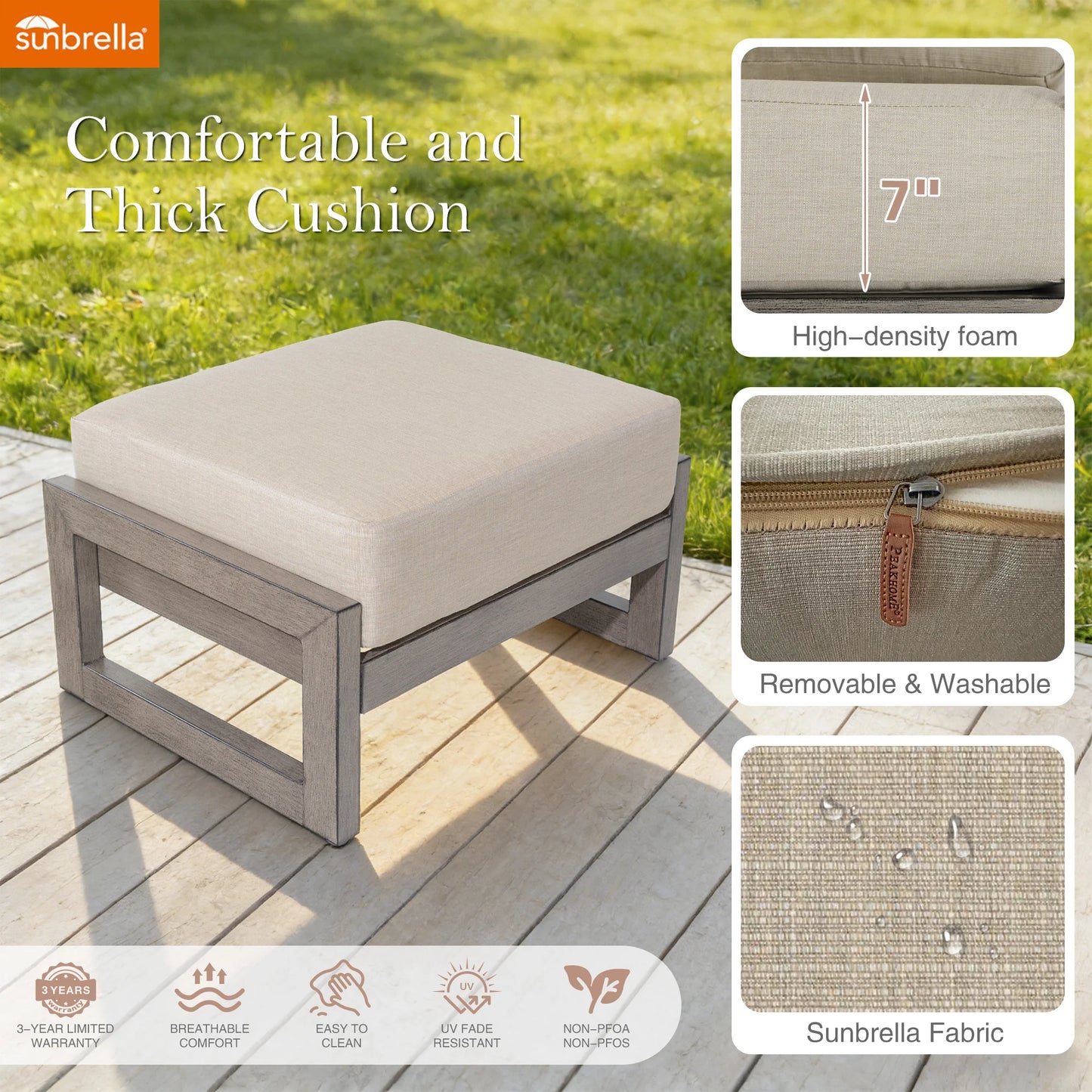 Marindo Patio Ottoman With Sunbrella® Cushions