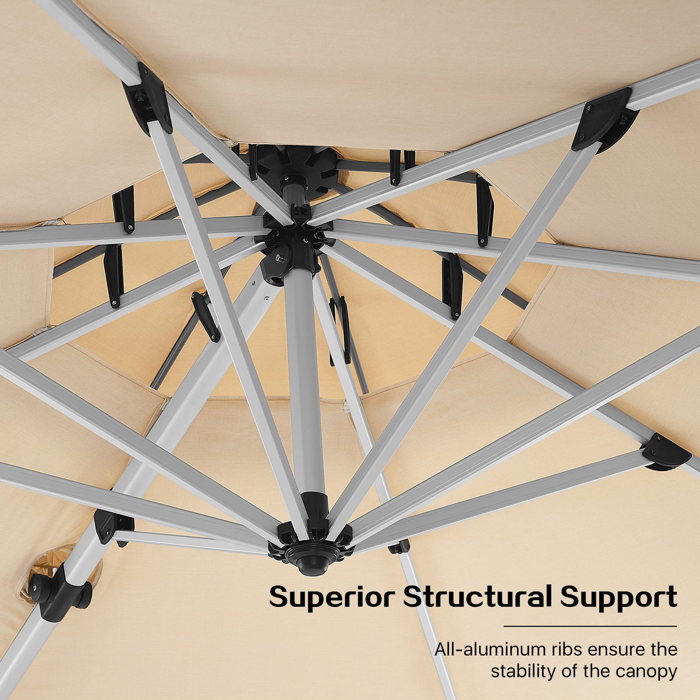 PATIO TREE Belize 11ft Large Round Patio Cantilever Umbrella For Garden Pool Porch