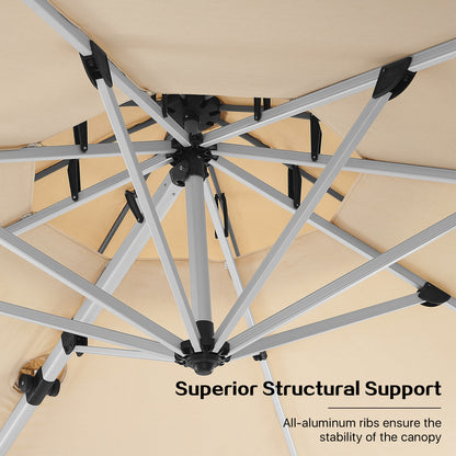 PATIO TREE Belize 11ft Large Round Patio Cantilever Umbrella For Garden Pool Porch