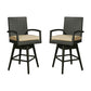 2 Pieces Outdoor Wicker Bar Stools Patio All-Weather Rattan Swivel Dining Chairs with Cushion, Brown
