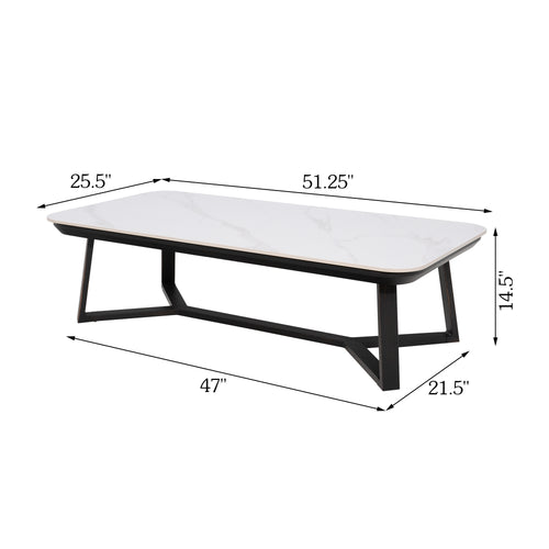 PEAKHOME-Stipa Aluminum Rectangular Coffee Table With Sintered Stone Tabletop