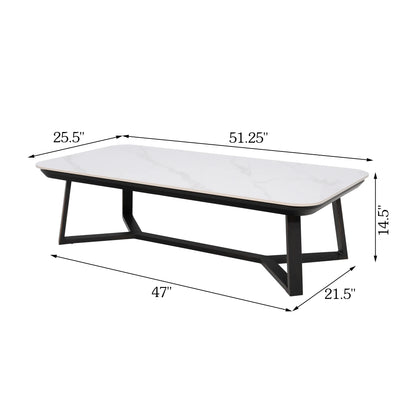 PEAKHOME-Stipa Rectangular Coffee Table With Sintered Stone Tabletop