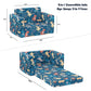 Convertible Kids Chair 2-in-1 Flip Open Kids Couch/Sleeper (Blue Dinosaur)