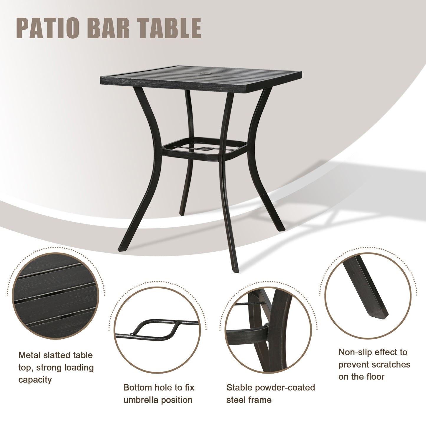 Outdoor Patio Bar Table Counter Height Table