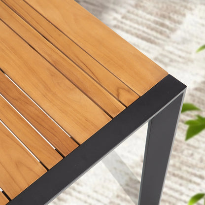 Nuova Patio Rectangular Aluminum / Teak Wood Dining Table