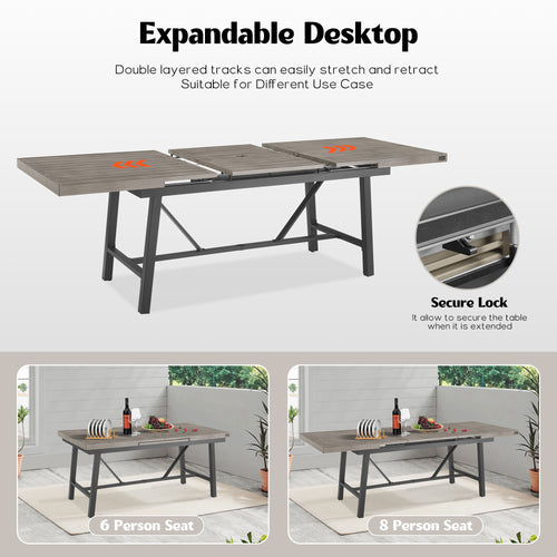 Azur 91.5" Long Automatic Extendable Aluminum Dining Table for 8 Person