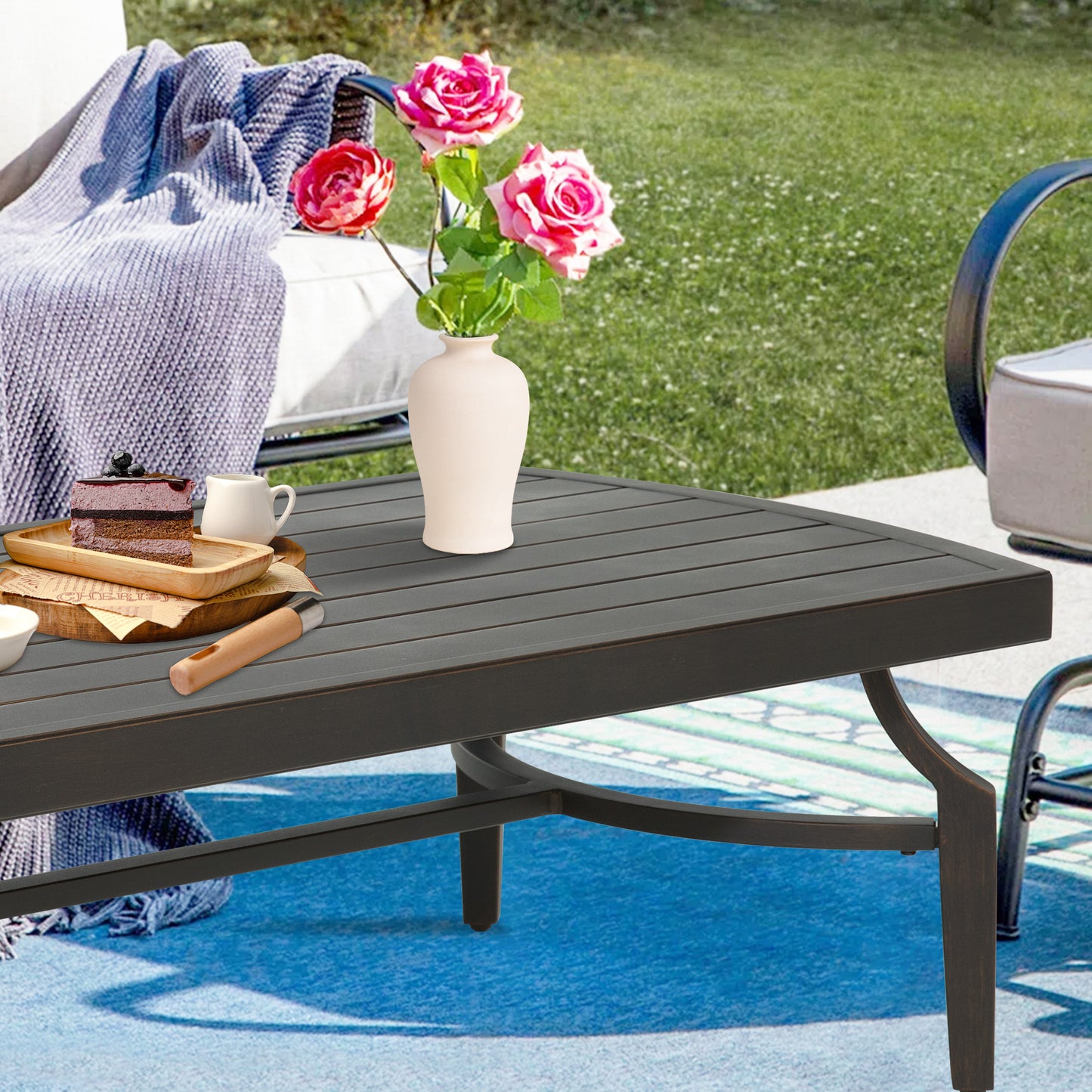 Tamarin Patio Aluminum Rectangular Coffee Table