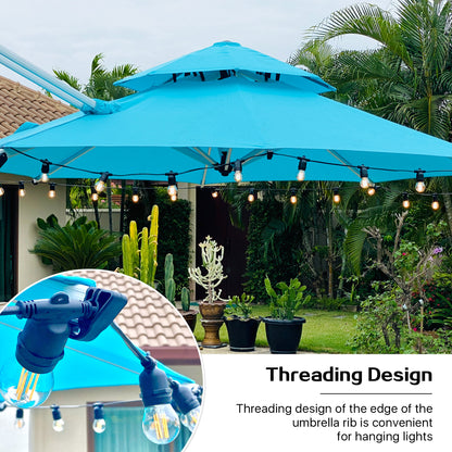 PATIO TREE Milano 10ft Square Cantilever Umbrella Double Top