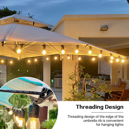 PATIO TREE Milano Double Top 11ft Round Patio Cantilever Umbrella for Deck, Pool, Backyard