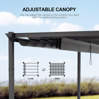 PATIO TREE 12Ft x 16Ft Patio Aluminum Retractable Pergola with Sun Shade Canopy Modern Backyard Deck