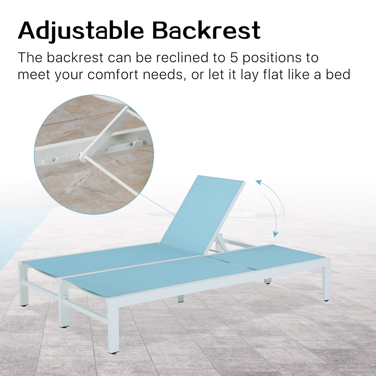 PEAKHOME Double Chaise Lounge Chair with Wheels