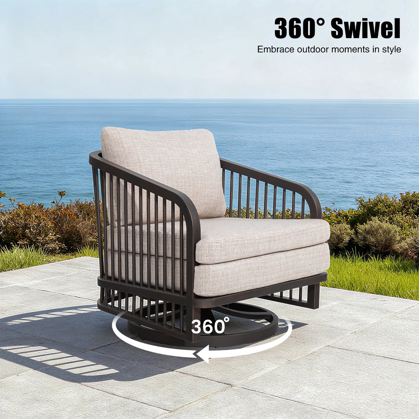 Asheville 2-Pieces Patio Aluminum Swivel Chair