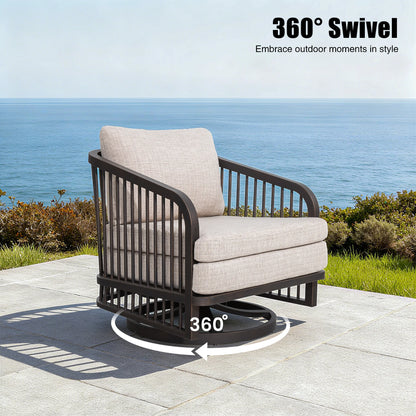 Asheville 2-Pieces Patio Aluminum Swivel Chair
