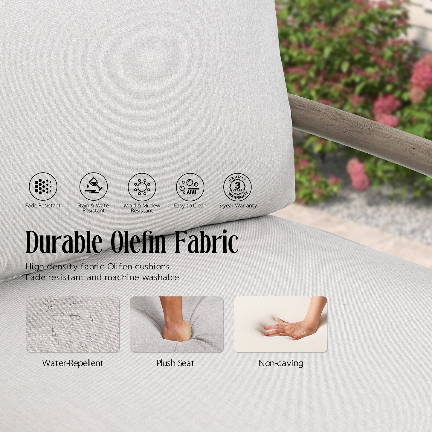 Lamando 4 Piece Aluminum Patio Furniture Sets with Olefin Cushions for 4 Person