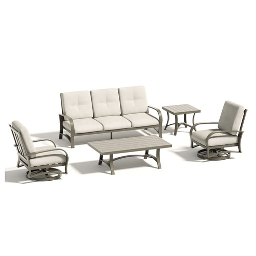 Chamber 5 Seat Aluminum Patio Conversation Sets with Sunbrella® Cushions