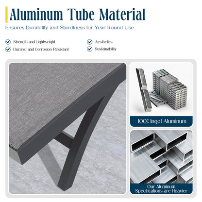 Chambray Outdoor Aluminum Armrest Chaise Lounge Chairs With Phifertex®  Sling Fabric (Set of 2)