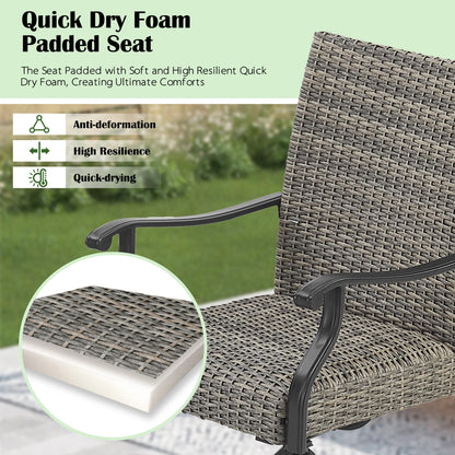 PEAKHOME Pavane 2-Pieces Patio Rattan Swivel Dining Chairs Padded with Quick Dry Foam