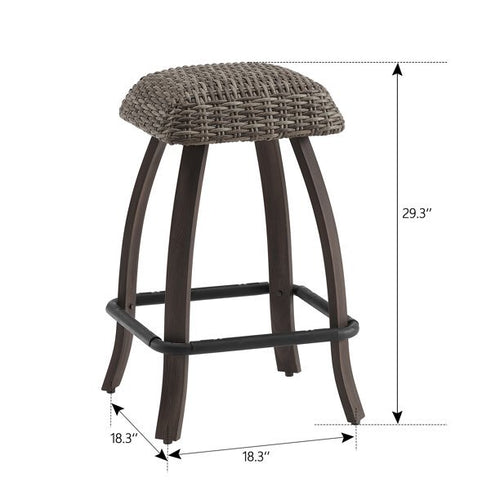 2 Pieces Outdoor Bar Height Stools All-Weather Patio Wicker Bar Chairs, Brown