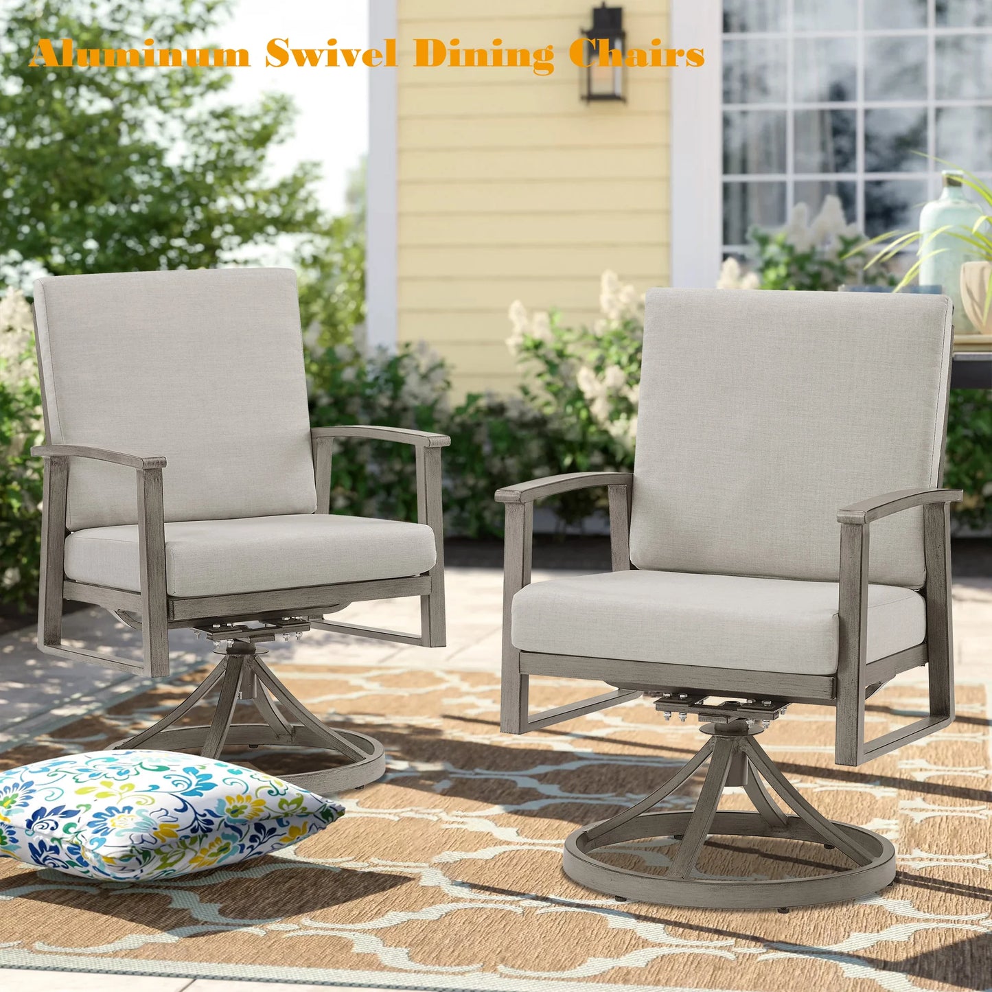 Amario 6 Person Patio Aluminum Dining Set With Sunbrella Cushions