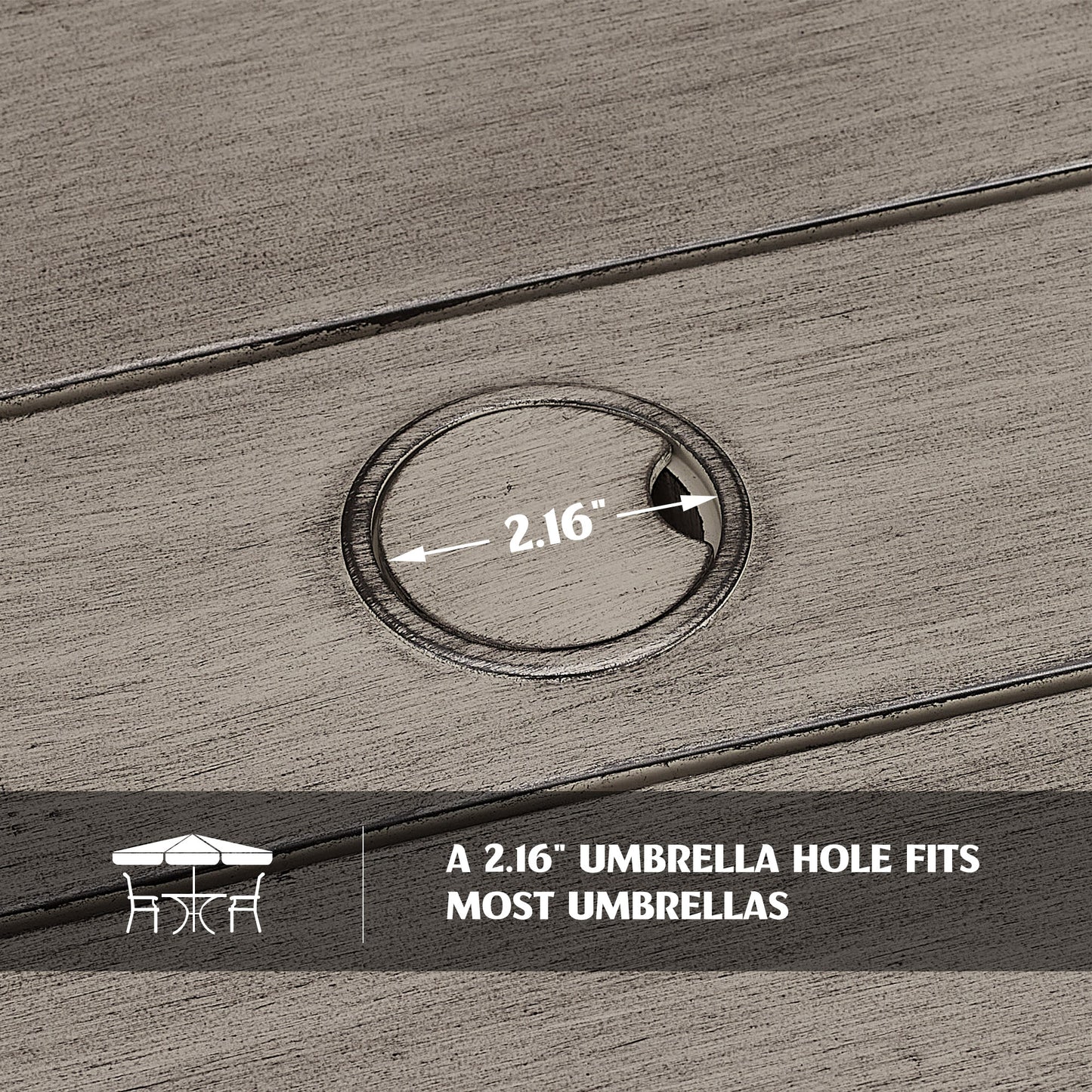 PEAKHOME Azur Patio Aluminum Round 60" Dining Table With Removable Lazy Susan for 6 Person