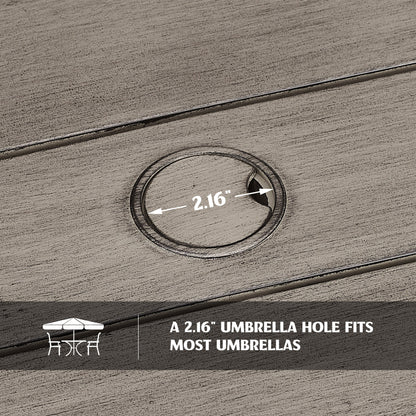 PEAKHOME Azur Patio Aluminum Round 60" Dining Table With Removable Lazy Susan for 6 Person