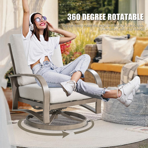 Chamber Patio Aluminum Swivel Club Chair with Sunbrella® Cushions