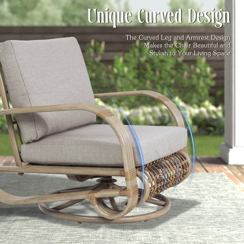 Arsterie Patio Aluminum Swivel Club Chairs With Olefin Cushions