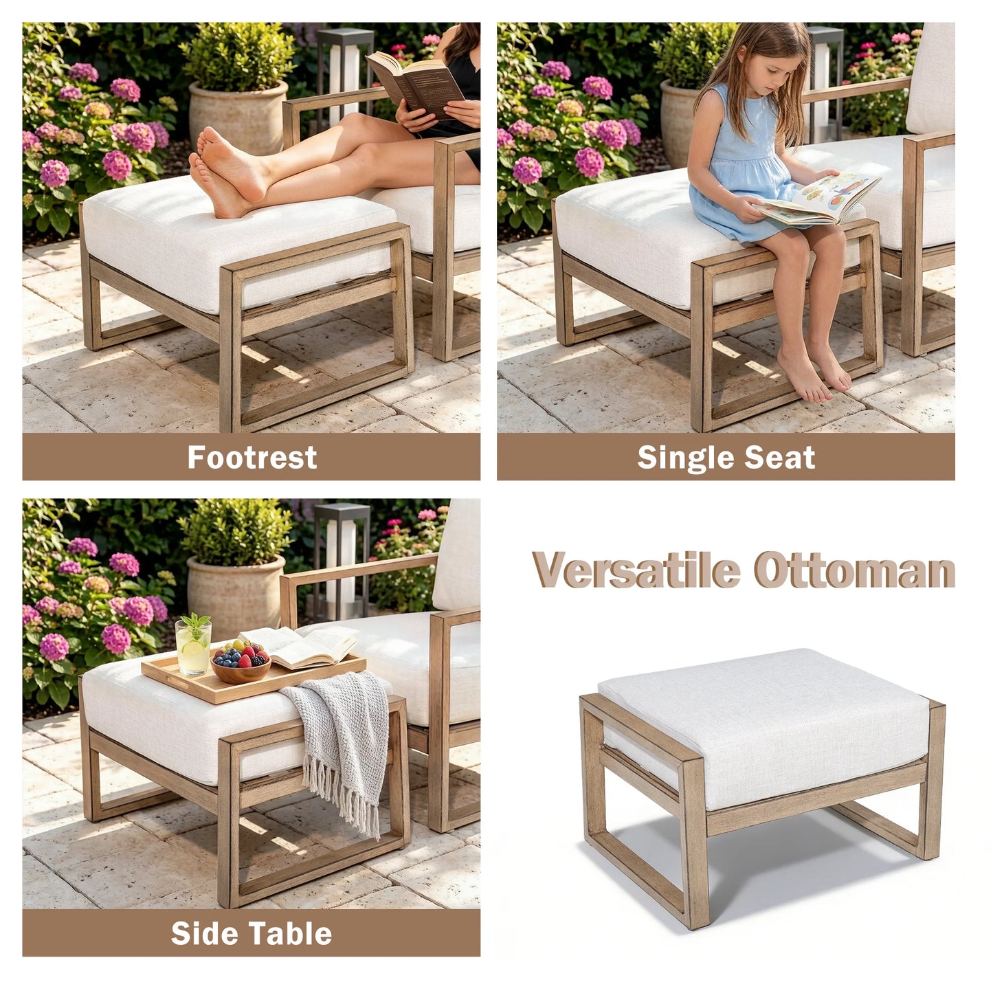 Hamarto Patio Aluminum Ottoman With Cushions