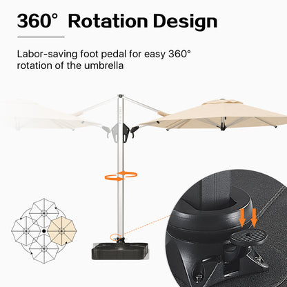 PATIO TREE Belize 11ft Large Round Patio Cantilever Umbrella For Garden Pool Porch