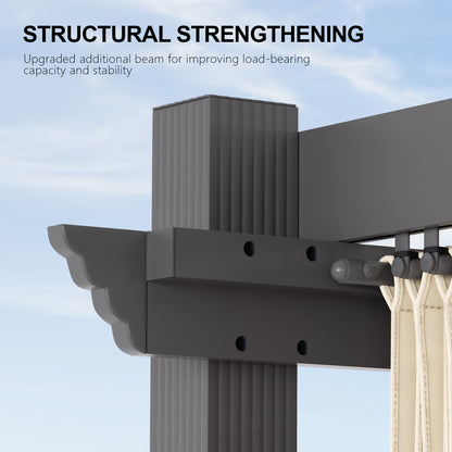 PATIO TREE 12Ft x 16Ft Patio Aluminum Retractable Pergola with Sun Shade Canopy Modern Backyard Deck
