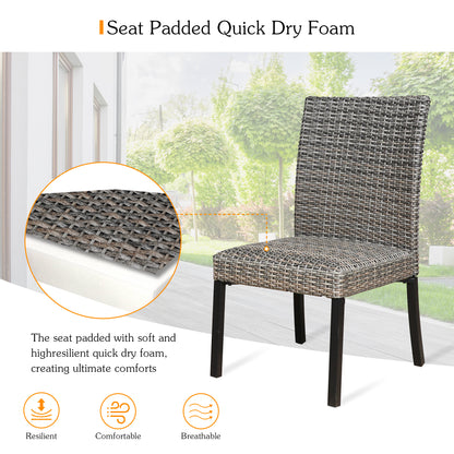 Peakhome Furnishings Patio 6-8 Person Automatic Extendable Dining Set With Armless Chair Padded Quick Dry Foam