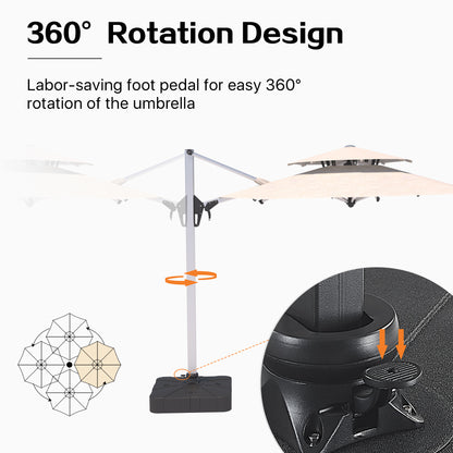 PATIO TREE Milano Double Top 11ft Round Patio Cantilever Umbrella for Deck, Pool, Backyard