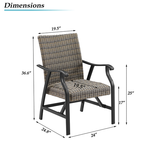 Pavane 2-Piece Patio Rattan Ding Chairs Outdoor Wicker Motion Rocking Chairs with Armrest and Padded with Dry Quick Foam