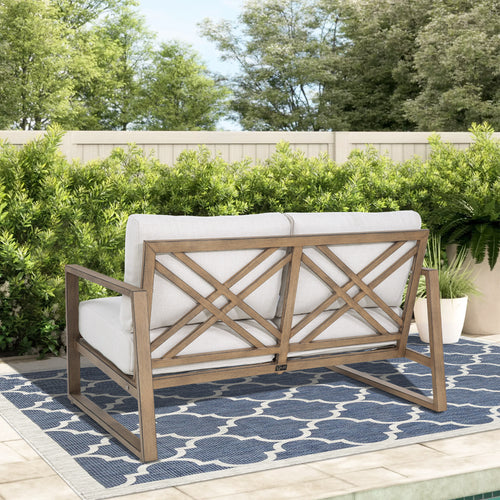 Hamarto Patio Aluminum Loveseat With Olefin Cushions