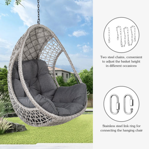 Peakhome Furnishings Patio Wicker Hammocks Egg Chair with Cushion