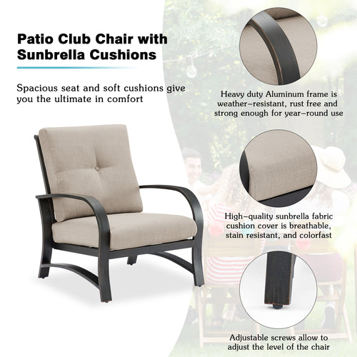 Chamber 5 Seat Patio Conversation Sofa Sets With Sunbrella® Cushions and Side Table