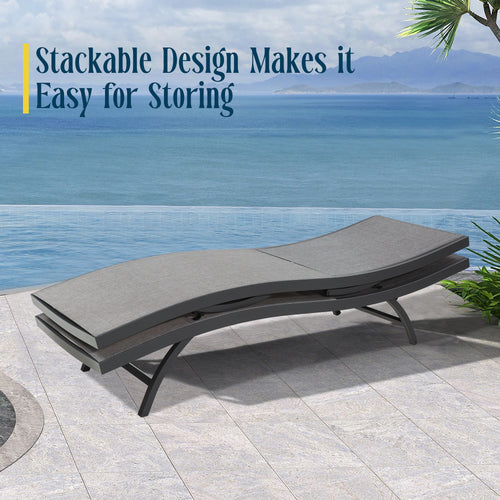 Chambray Patio Aluminum Chaise Lounge Chairs With Phifertex Sling Fabric (Set of 2)