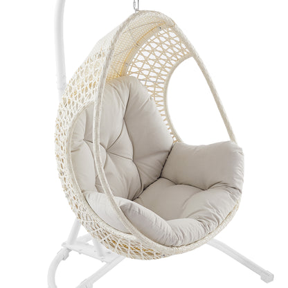 Peakhome Furnishings Patio Metal/Wicker Hammocks Egg Chair with Cushion and Stand