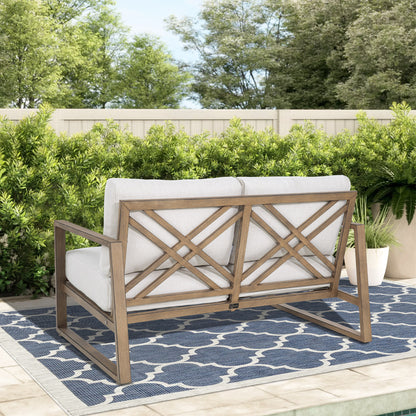 Hamarto 5 Pieces Aluminum Patio Conversation Loveseat Set With Olefin Cushions For 4 Person