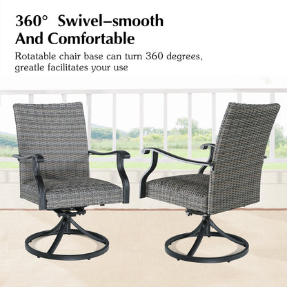 PEAKHOME Pavane Patio Round Dining Set With Lazy Susan and Quick-Drying Foam Chair