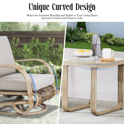 Arsterie Patio 5 Pieces Swivel Aluminum Conversation Set With Cushions And Ottomans