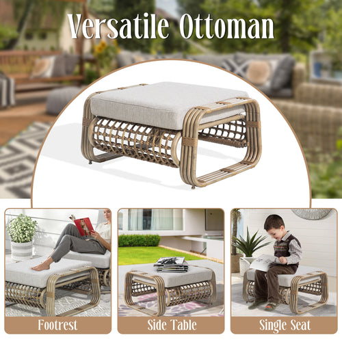 Arsterie Patio Aluminum Ottoman With Olefin Cushion